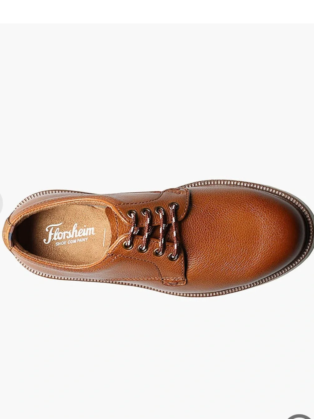 Florsheim Cognac Leather Lace-Up Dress Shoe with White Sole